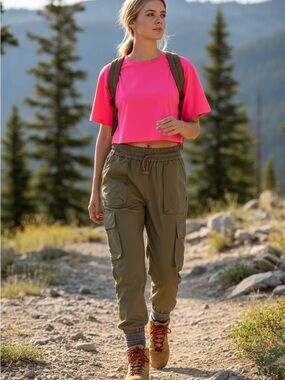Favletics Olive Green Scrunch Waist pants